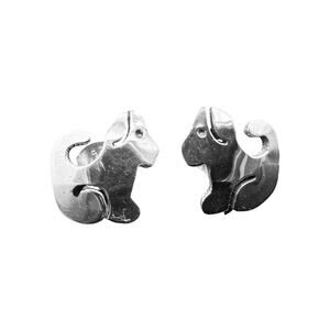 Far Fetched Happy Puppy Post Stud Earrings 925 Sterling Silver NEW Handmade